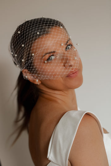 Pearl Birdcage Wedding Veil - Velo Bianco